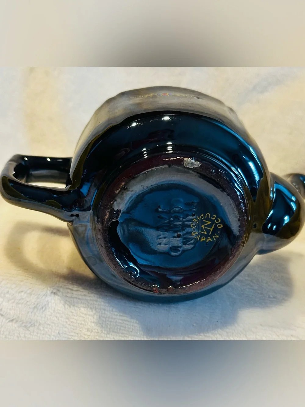Vtg 1950's Redware Brown Betty Hand Painted Tea Pot 3.5